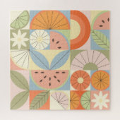 Zomer Citrus Watermeloen: Abstracte Geometrische P Legpuzzel (Horizontaal)