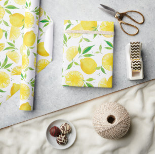 Zomer Citrus Waterverf Citroen Patroon Cadeaupapier