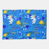 Zomer, citrusvruchten, Siciliaanse stijl, citroenv Theedoek (Horizontaal)