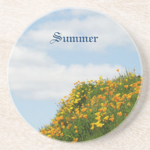 Zomer Coasters zandsteen Blauwe Lucht Witte Wolken Onderzetter