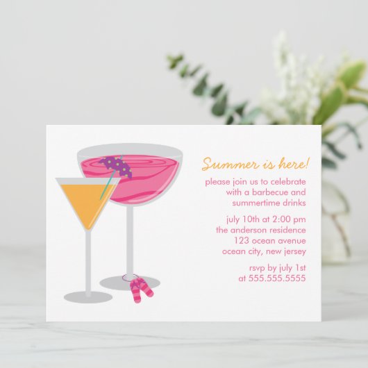 Zomer Cocktail Party uitnodigingen (Staand voorkant)