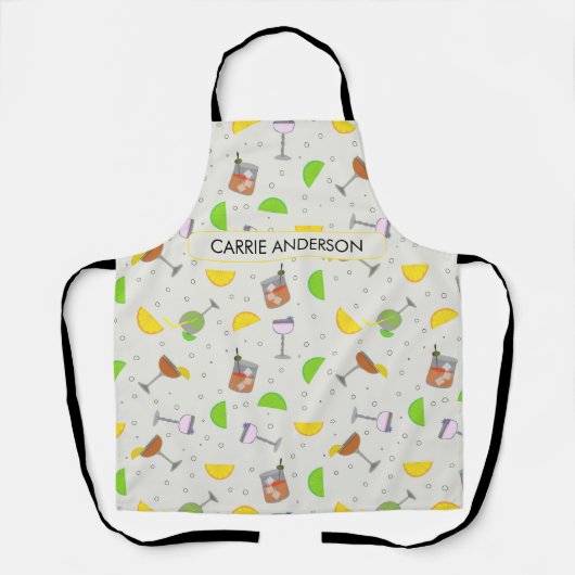 Zomer cocktail patroon bartender mixoloog schort (Voorkant)