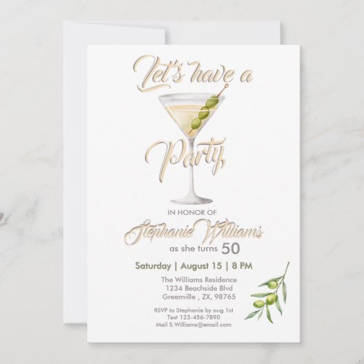 Zomer Cocktail Vrouwen 50ste Verjaardag Party Kaart (Voorkant)