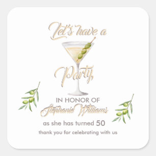 Zomer Cocktail Vrouwen 50ste Verjaardag Party Vierkante Sticker