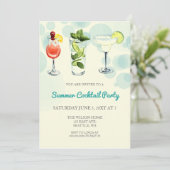 Zomer cocktailparty uitnodigingen (Staand voorkant)