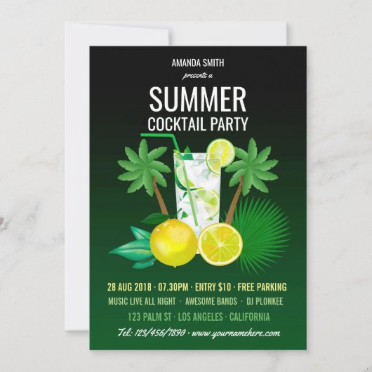 Zomer Cocktails Feest Kaart (Voorkant)