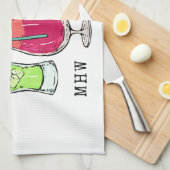 Zomer Cocktails op maat monogram keukenhanddoek (Quarter Fold)