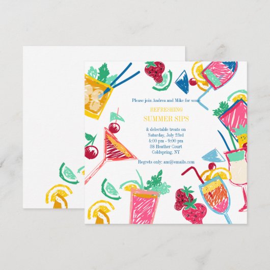 Zomer Cocktails uitnodiging (Voorkant / Achterkant)