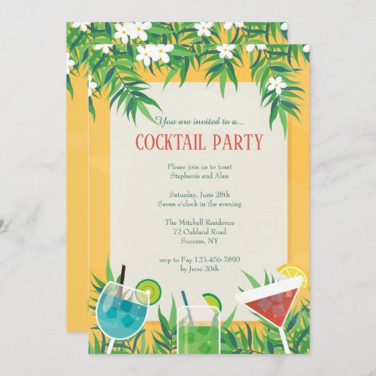 Zomer Cocktails uitnodiging (Voorkant / Achterkant)