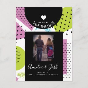 Zomer Collage Vormen Patroon Save the Date Briefkaart