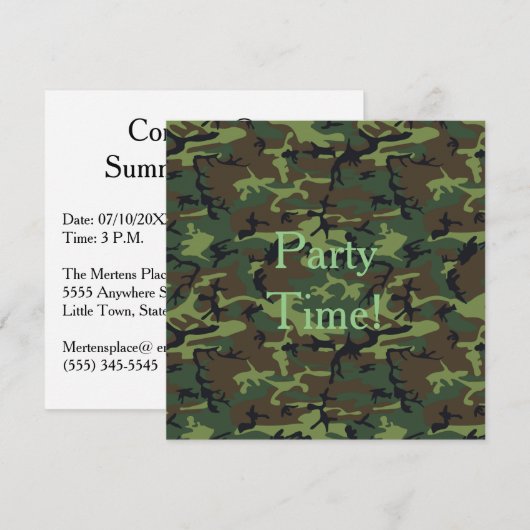 Zomer Cookout Camouflage Militair Groen Patroon Kaart (Voorkant / Achterkant)