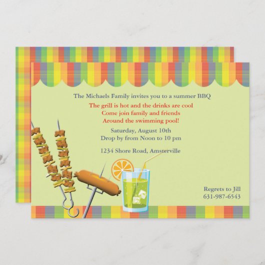 Zomer Cookout Uitnodiging (Voorkant / Achterkant)