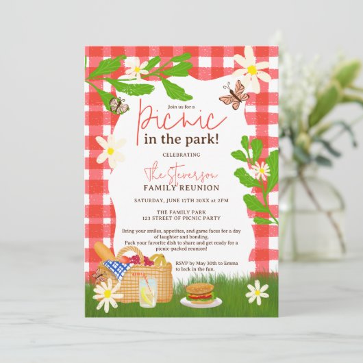Zomer cool Leuk Picknick in het park familiereünie Kaart (Staand voorkant)