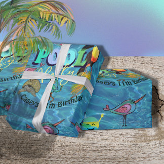 Zomer Cool Zwembad Party Kinderen Verjaardag Cadeaupapier