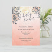 Zomer Coral Klaproos Baby Shower Kaart (Staand voorkant)