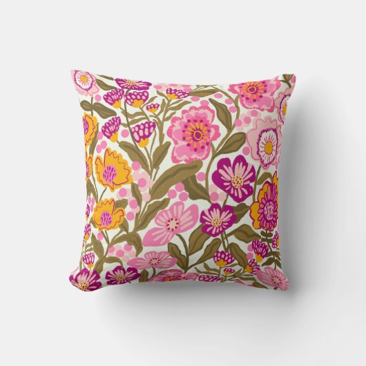 Zomer Cottage Garden Bloemenprint Kussen (Voorkant)