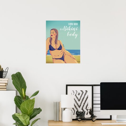 Zomer Curvy Vrouw Bikini Poster (Thuiskantoor)