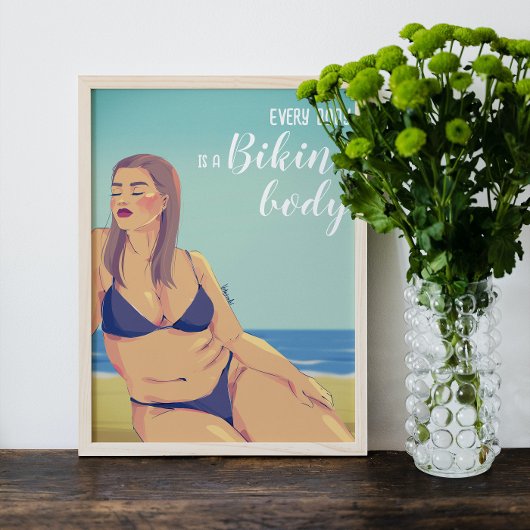 Zomer Curvy Vrouw Bikini Poster