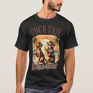 Zomer Dachshund Wiener Drinkt Cocktail Cocktail T-shirt