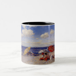 Zomer dag aan de zeekant (Strand Landschap) Tweekleurige Koffiemok