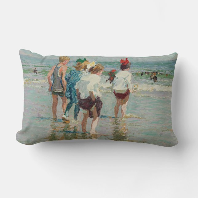 Zomer dag bij Brighton Beach (door E.H. Potthast) Kussen (Voorkant)