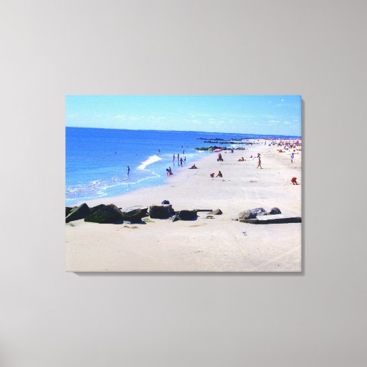 'Zomer Dag op het Strand (Blauw)' Ingepakt Canvas Afdruk (Voorkant)