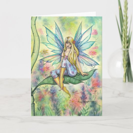Zomer Dag Zoete Bloem Fee Kunst Kaart (Voorkant)
