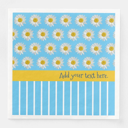 Zomer Daisies en Cool Stripes Papier Servet (Voorkant)