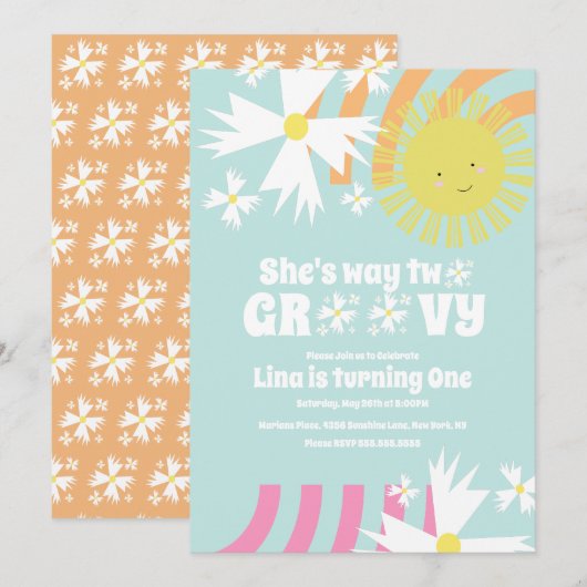 Zomer Daisy Bloem Retro Manier Twee Groovy Verjaar (Voorkant / Achterkant)