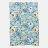 Zomer Daisy Design op blauw Theedoek (Verticaal)