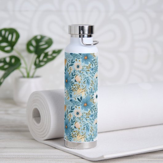 Zomer Daisy Design op blauw Waterfles (Yoga)
