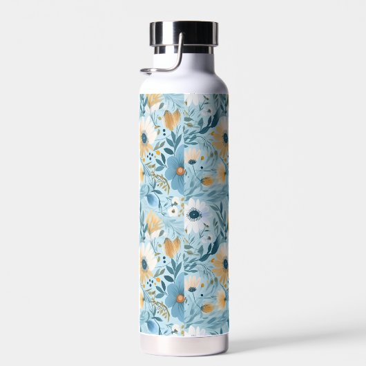 Zomer Daisy Design op blauw Waterfles (Rechts)