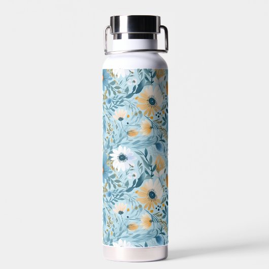 Zomer Daisy Design op blauw Waterfles (Achterkant)