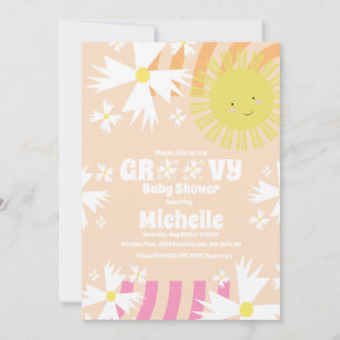 Zomer Daisy Groovy Zon Regenboog Baby Shower  Kaart