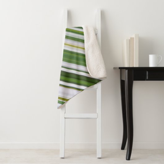 Zomer Daisy wit en groene streep Sherpa Deken (In situ)