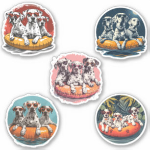 Zomer Dalmatische honden in zwembad drijfbanden Sticker