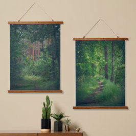 Zomer dennenbos pad hangend wandkleed