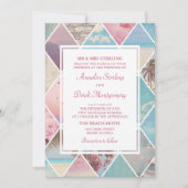 Zomer Diamanten | Roze & Blauwe Strand Bruiloft Kaart (Voorkant)