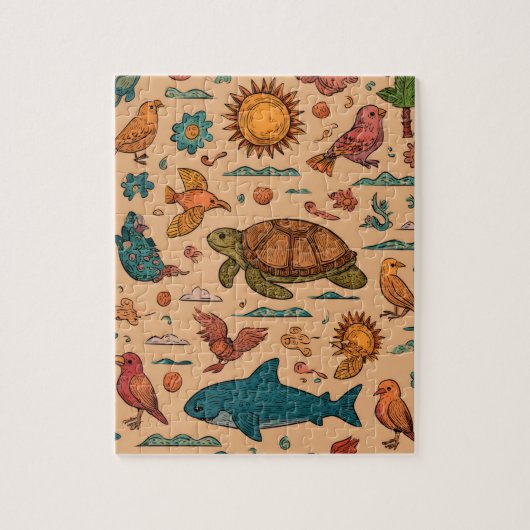 Zomer Dieren Strand Puzzel Cadeau (Verticaal)