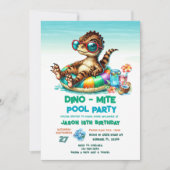 Zomer Dino Pool Party Verjaardag Uitnodiging (Voorkant)
