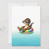 Zomer Dino Pool Party Verjaardag Uitnodiging (Achterkant)