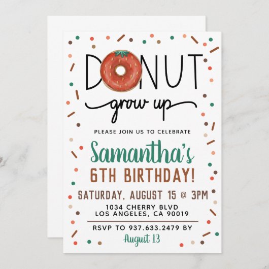 Zomer Donut vergroot de uitnodiging op zaterdag (Voorkant / Achterkant)
