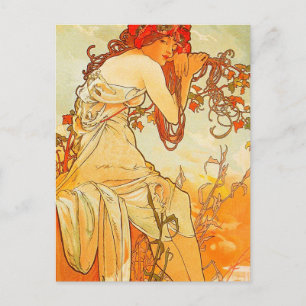  zomer door Alphonse Mucha Briefkaart