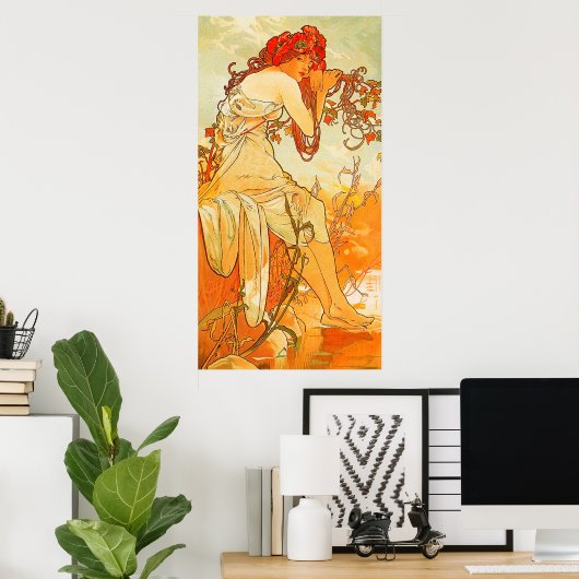  zomer door Alphonse Mucha Poster (Thuiskantoor)