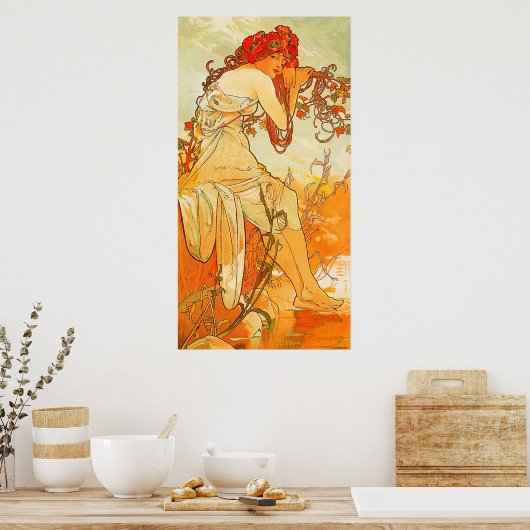  zomer door Alphonse Mucha Poster (Keuken)