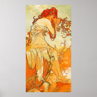 zomer door Alphonse Mucha Poster
