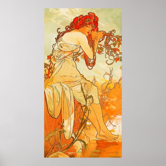 zomer door Alphonse Mucha Poster (Voorkant)