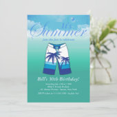 Zomer Draag mannelijke verjaardagsfeestuitnodiging Kaart (Staand voorkant)