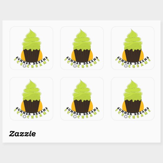 Zomer dromen Ijsjes  Vierkante Sticker (Vel)