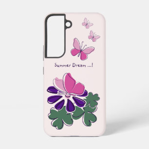 Zomer Droom Roze Groen Paarse Bloem Vlinder Samsung Galaxy Hoesje